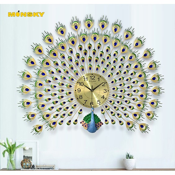 Đồng hồ treo tường MONSKY GCLOCK loại 77x100cm cao cấp làm từ kim loại sơn tĩnh điện chạy máy kim trôi chuẩn (1915-D12)