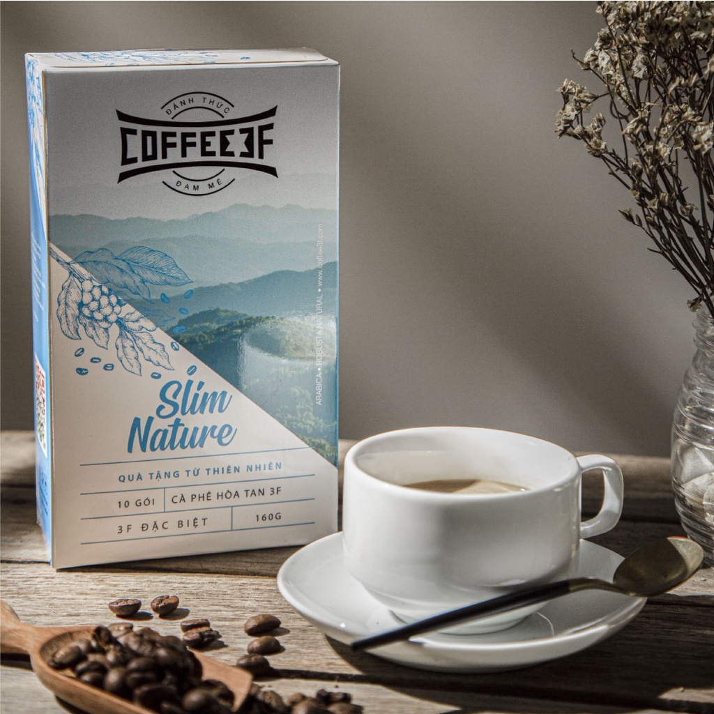 Cafe latte hỗ trợ giảm cân cafe xanh và đường ăn kiêng Slim Nature - Coffee 3F (Hộp 10 gói x 16g) | BigBuy360 - bigbuy360.vn