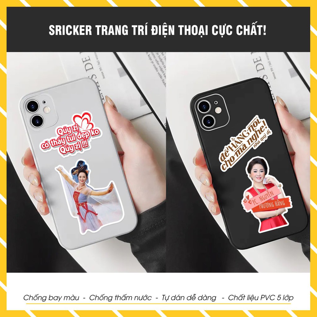 Hình Dán Cô Phương Hằng Meme - Sticker Dán Mũ Bảo Hiểm Chống Nước Cắt Sẵn Từng Hình Kích Thước A5