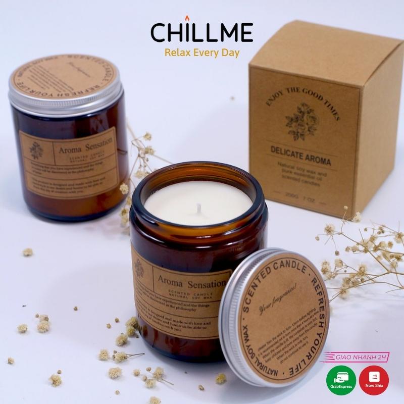 Nến thơm tinh dầu thiên nhiên chillme không khói thơm phòng ngủ an toàn decor đẹp mắt thư giãn Aroma