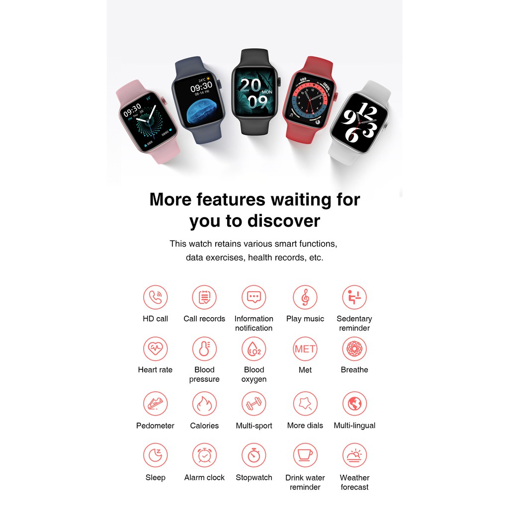 Hw22 Smart Watch 1.75 Inch Convenient Connection Custom Wallpaper Health Monitor Smartwatches For IOS Android