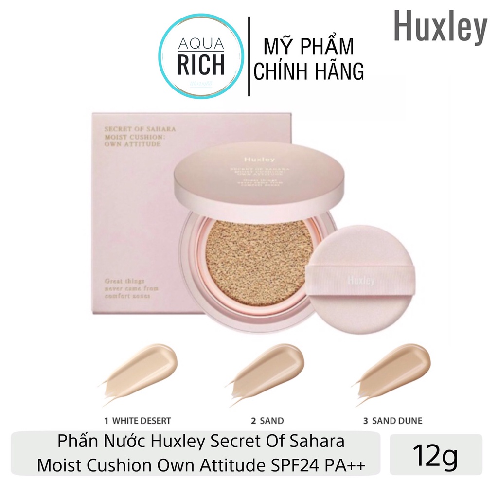 Phấn Nước Trang Điểm Dưỡng Ẩm Và Làm Dịu Da Huxley Moist Cushion Own Attitude12g