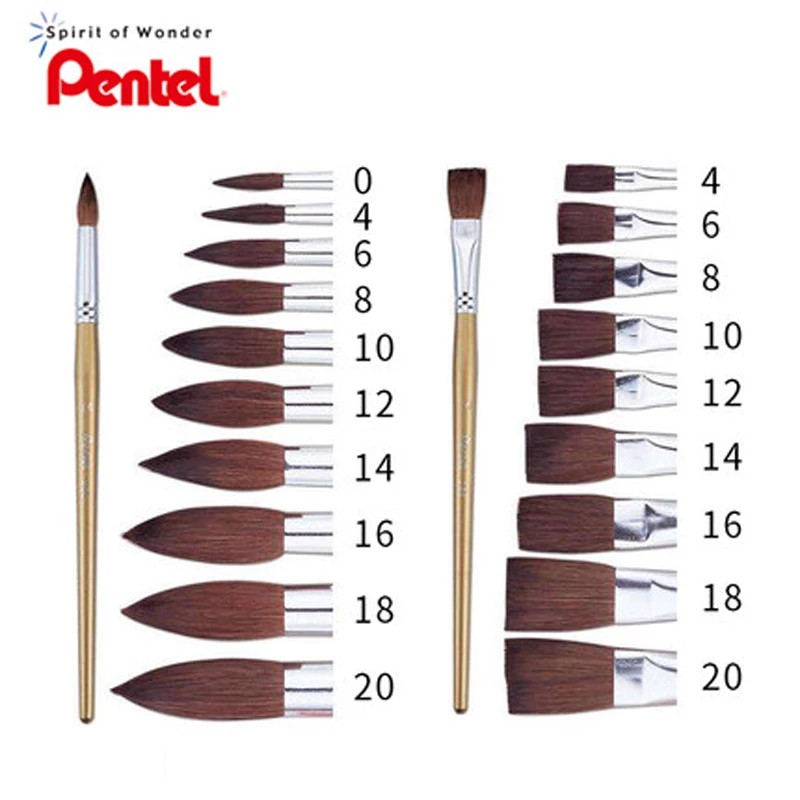 Cọ Màu Nước Pentel ZBS1 | Đầu Cọ Mềm Mượt | Nhiều Kích Cỡ Khác Nhau