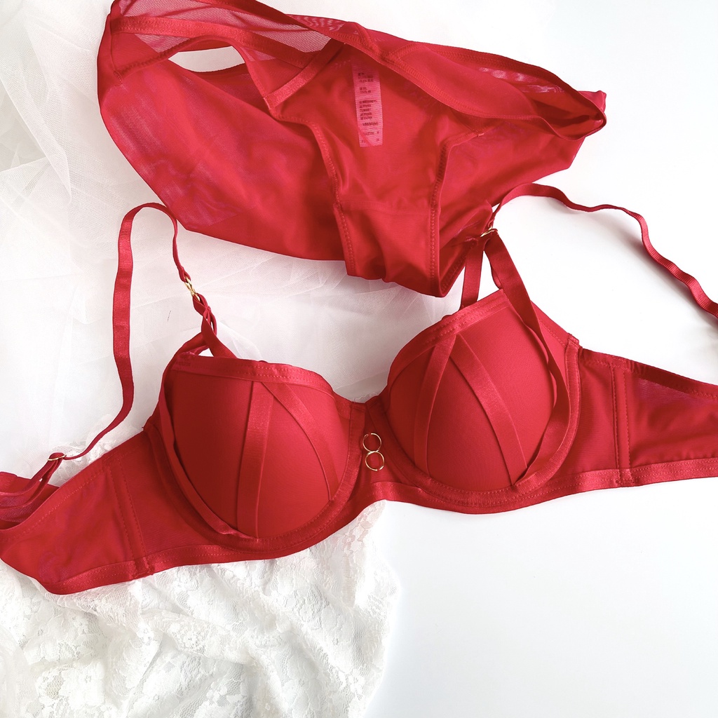 Bộ Đồ Lót Nữ Mút Dầy 3cm - Bộ Nội Y Phối Lưới Gọng Dẻo Nâng Ngực Dây Chéo Sexy Gợi Cảm - AG 5252