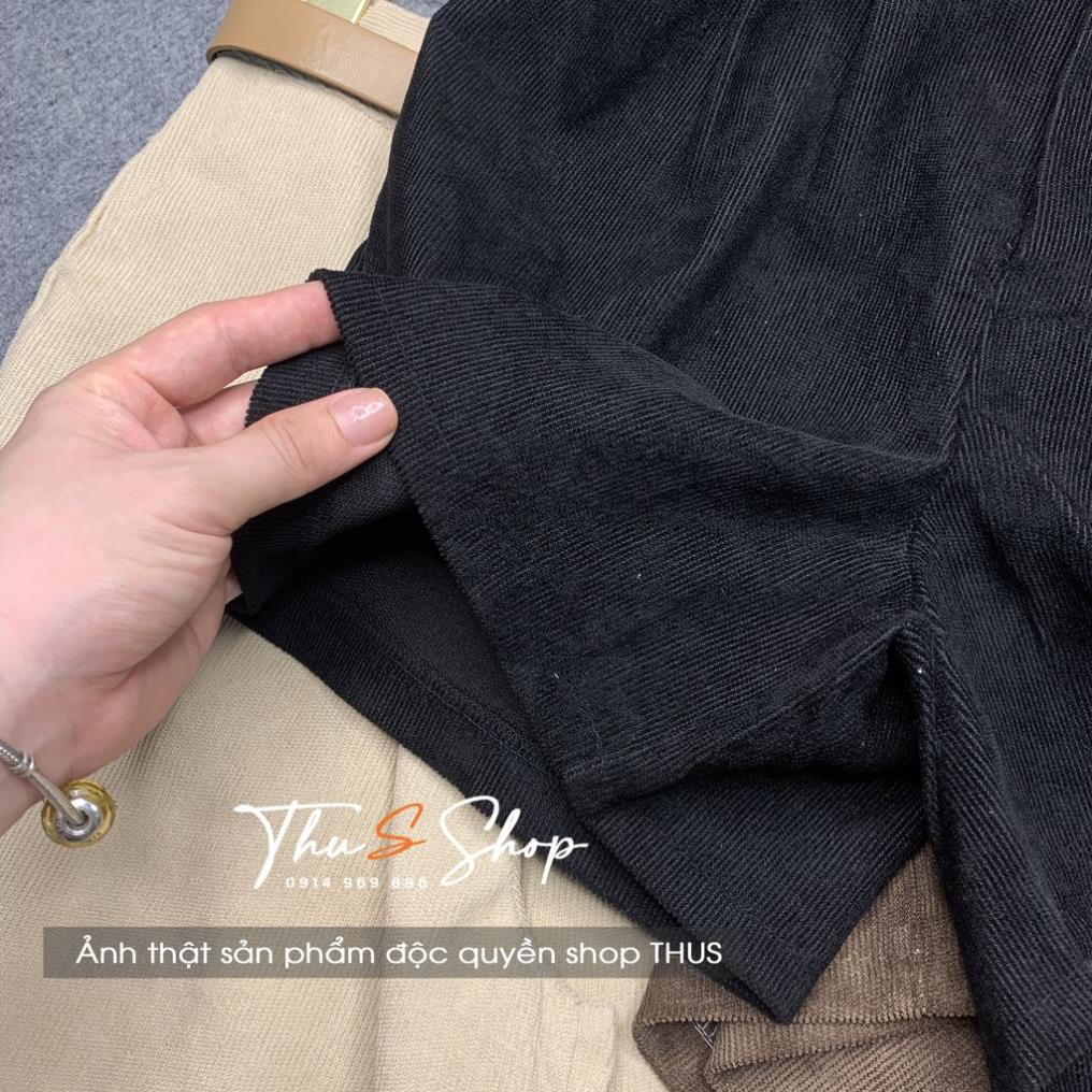 Quần Short đùi THUS chất nhung tăm mịn thời trang [Đai thắt lưng da mua kèm Quà tặng] Q1K01