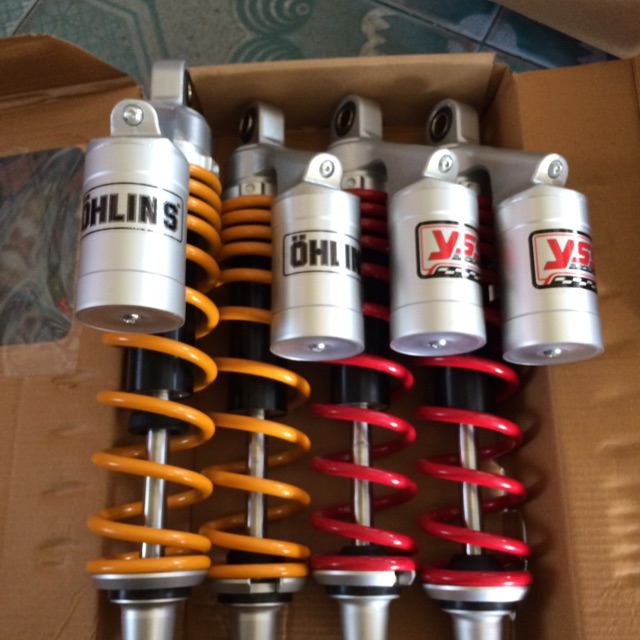 Phuộc bình dầu dán tem Ohlins và Yss cho Wave