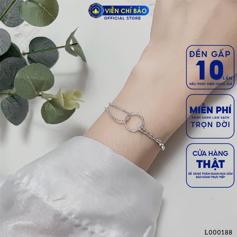 Lắc tay bạc nữ Round dây xích đôi chất liệu bạc 925 thời trang phụ kiện trang sức nữ Viễn Chí Bảo L000188