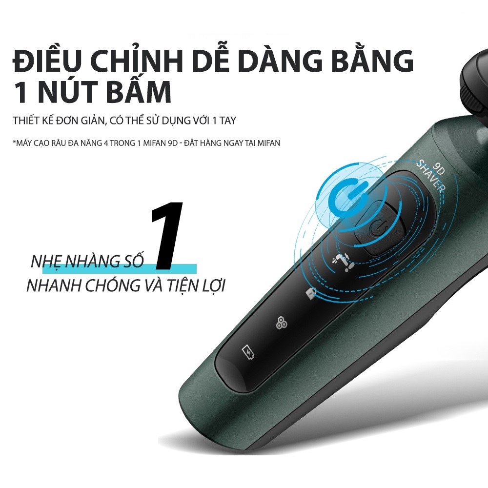 Máy cạo râu nam Shaver 9D 4in1 kiêm tỉa lông mũi cao cấp, 3 lưỡi dao kép,  công nghệ chống nước IPX7 bảo hành 12 tháng