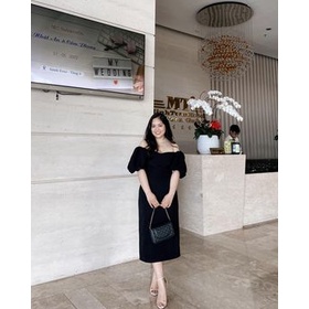 Đầm tiệc bigsize trễ vai tay bồng