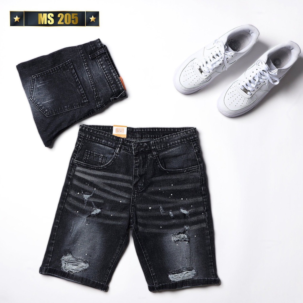Quần Short Jean Nam Màu Đen Đẹp Chất Bò Co Giãn Cao Cấp, Quần Ngố rách Mẫu Mới Phong Cách Hàn Quốc beautifulgilr w205