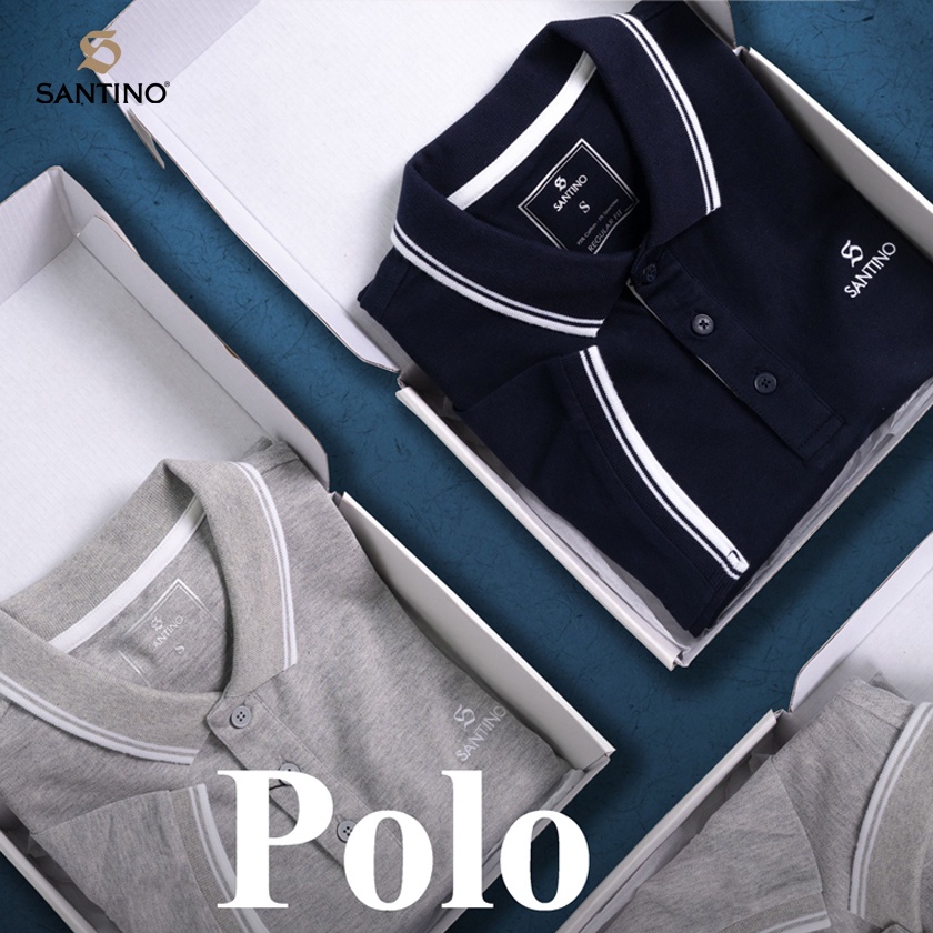 Áo polo nam ngắn tay có cổ SANTINO chất cotton co giãn thoải mái, dáng xuông nhẹ thoải mái TRP445B112 | BigBuy360 - bigbuy360.vn