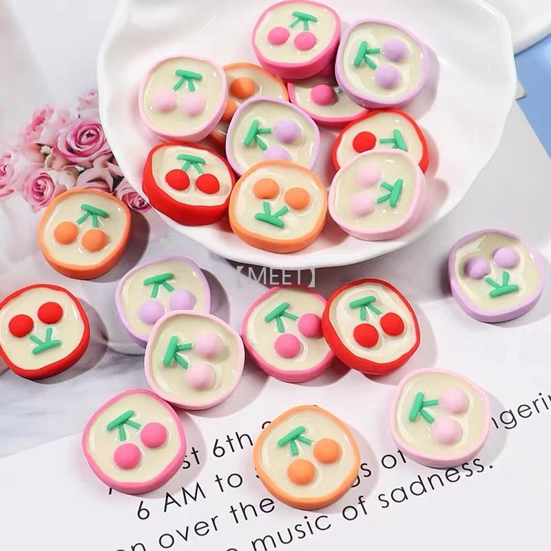 1 Phụ Kiện Hình Quả Cherry Hoạt Hình Bằng Nhựa Resin Tự Làm Trang Sức Thủ Công