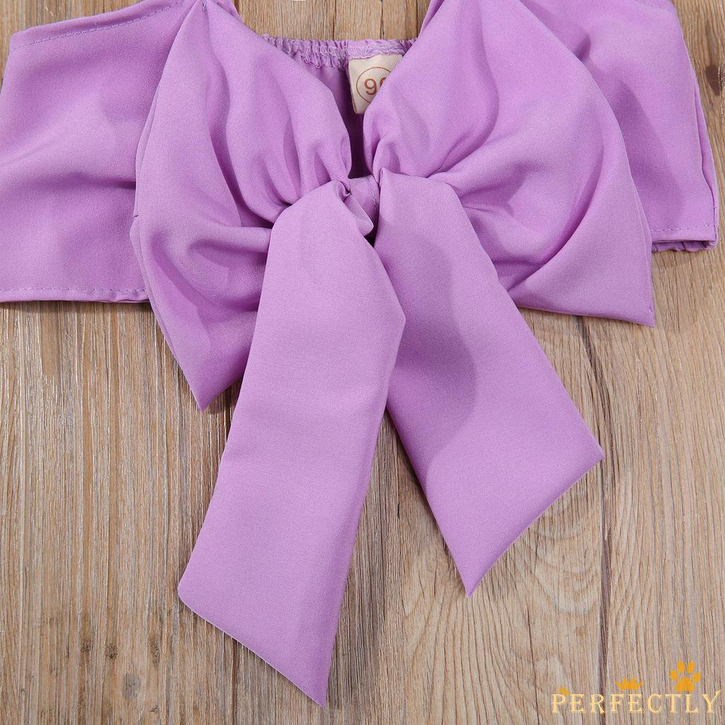 Set Áo Sát Nách Phối Nơ + Quần Short Lưng Thun Cho Bé Gái Tập Đi, Thời Trang Mùa Hè