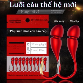 Lưỡi Câu Cá JinGong cao cấp màu Đỏ , dùng cho câu đài , câu đơn , móc dây có rãnh chống tuột , chống ma sát cực cao