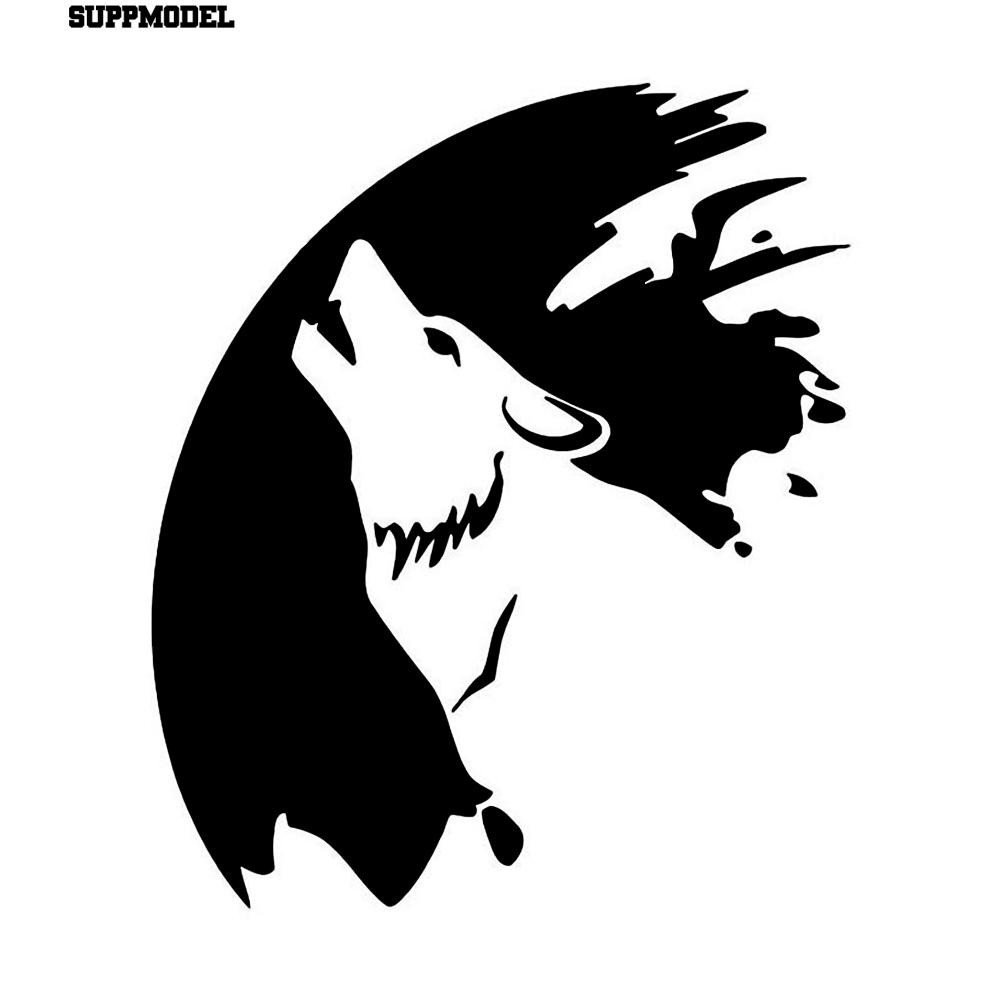 Miếng dán hình sói phản quang độc đáo trang trí thân xe hơi