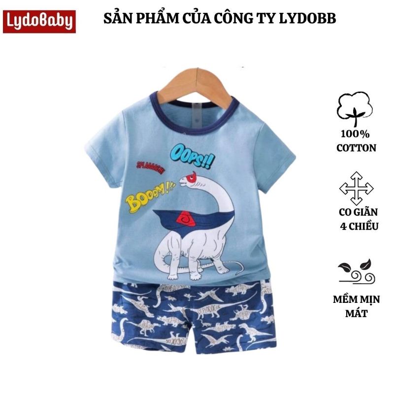 Bộ đồ quần áo trẻ em LYDOBB thun 100% cotton co giãn 4 chiều cho bé trai  từ 1 đến 10 tuổi hình khủng long ô tô