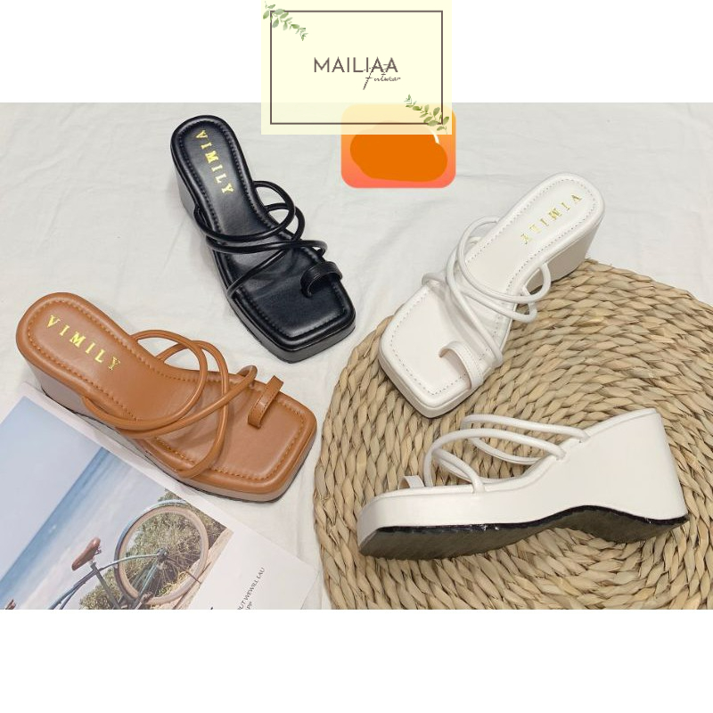 Dép nữ đế xuồng 7 phân MAILIAA quai tròn xỏ ngón dễ đi