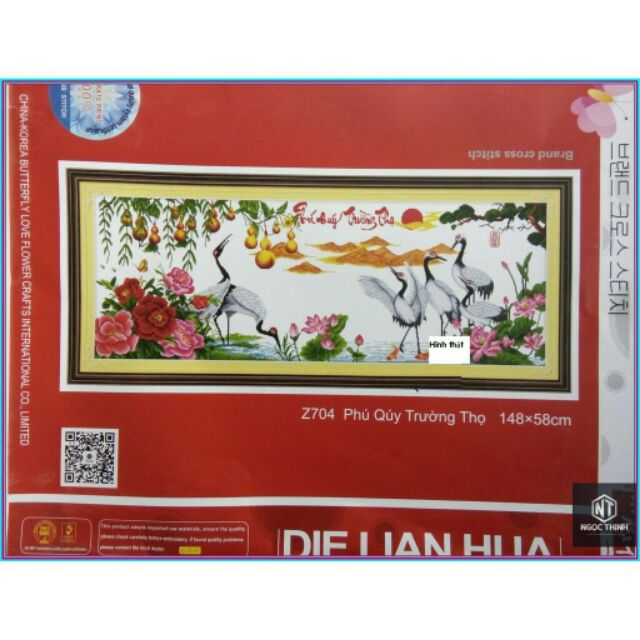 Tranh thêu PHÚ QUÝ TRƯỜNG THỌ Z704 kích thước :148×48cm