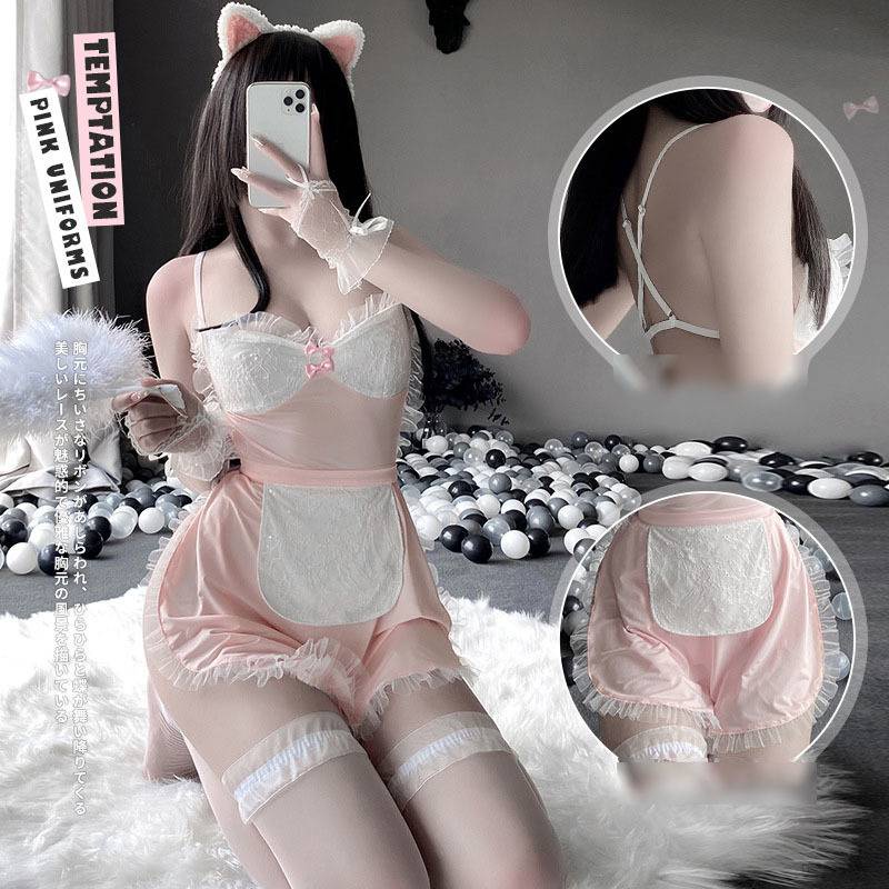 Bộ đồ ngủ hóa trang cô hầu gái phối ren cổ chữ V khoét sâu gợi cảm cho nữ | BigBuy360 - bigbuy360.vn