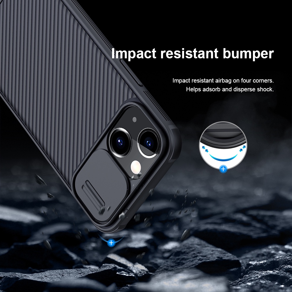 Ốp điện thoại Nillkin từ tính TPU chống sốc có nắp trượt camera/ hỗ trợ sạc không dây iPhone 13 Mini CamShield Pro