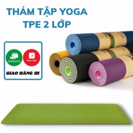 Thảm yoga định tuyến, thảm tập gym chống trượt tập thể dục 2 lớp 6mm và 8mm chất liệu TPE