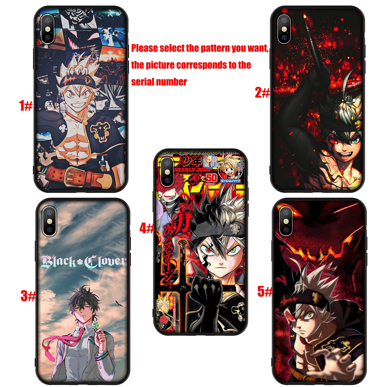 Samsung Galaxy A11 A31 A10 A20 A30 A50 A10S A20S A30S A50S A71 A51 Phone Case Soft Silicone Casing B25 Cartoon Black Clover Anime