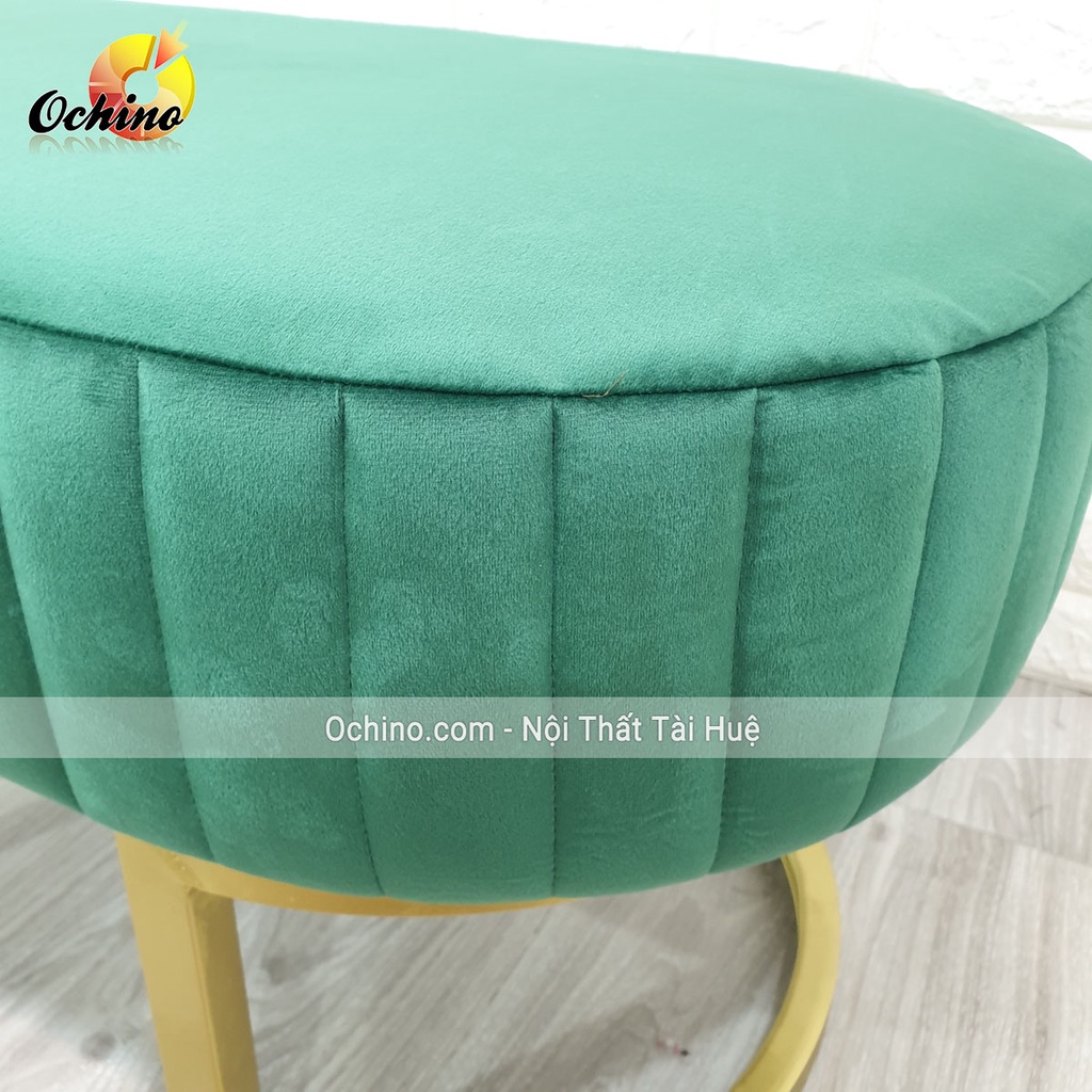 Ghế Băng, Ghế Chờ, Ghế Sofa Cho Shop (Hình Bầu Dục Chân Vàng Sang Chảnh) Size Dài 80 Cao 45Cm (Có Sẵn)