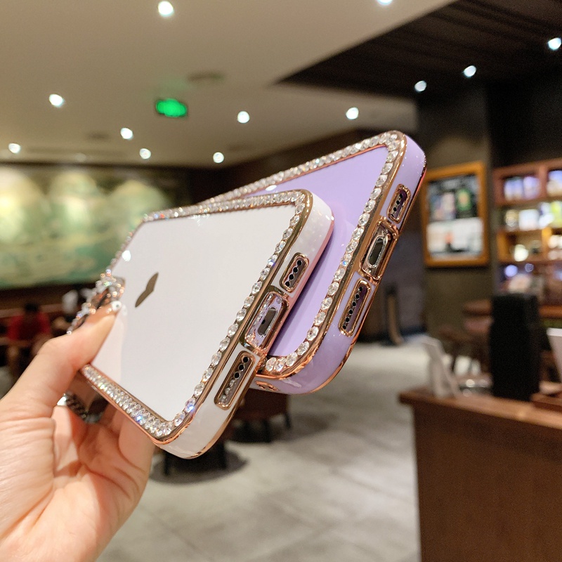 Ốp Điện Thoại Họa Tiết Trái Tim Đính Đá Lấp Lánh Sang Trọng Cho Iphone 12 11 13 Pro Max X XR XS Max 7 8 Plus SE 2020