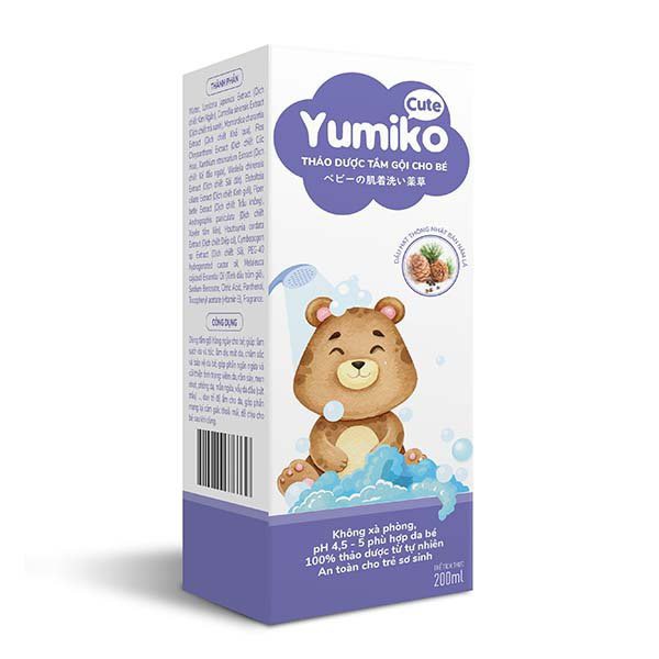 Nước Tắm Thảo Dược Yumiko Cute Cho Bé Giúp Ngăn Ngừa Và Giảm Các Vấn Đề Về Da 200ml