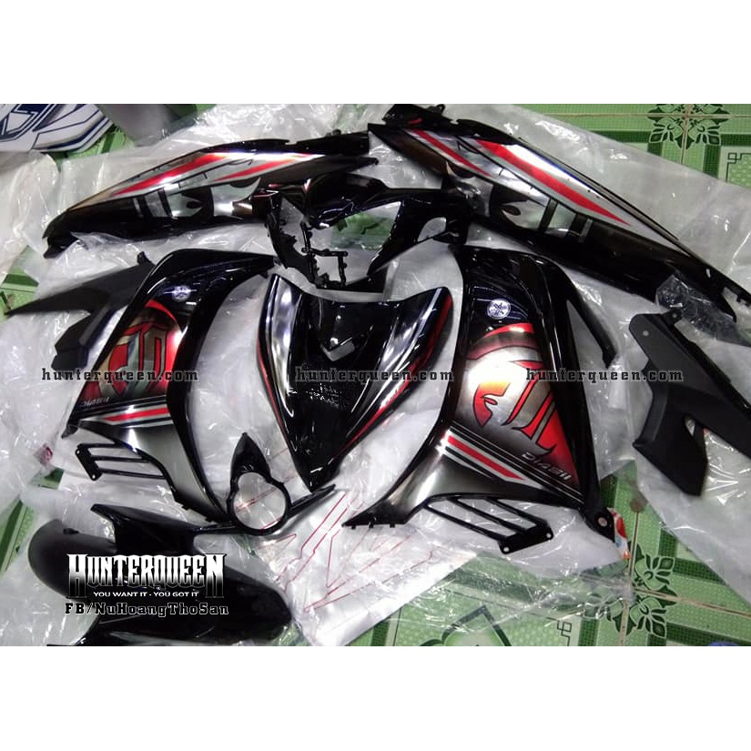 Tem rời dán xe Exiter 135 đen (2011-2014). LC chất liệu crom cao cấp