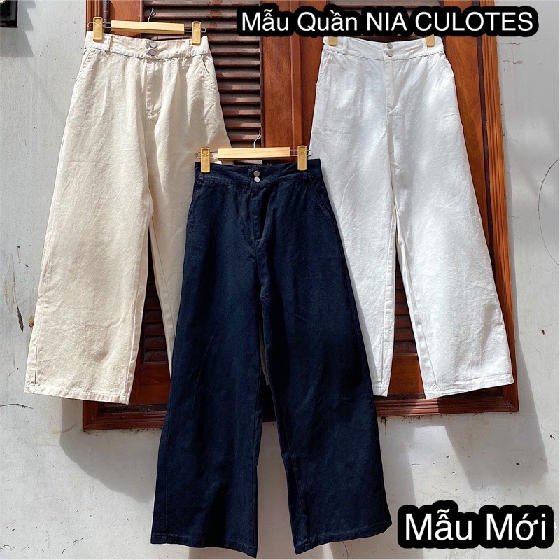 Quần PION CULOTES chất vải kaki thun dày dặn cạp cao dễ mix đồ from chuẩn tone màu basic ống uống rộng