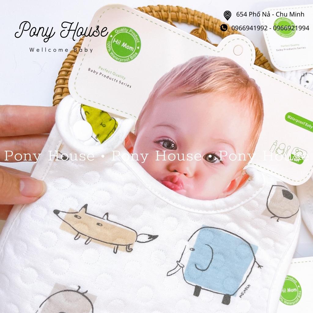 Set 2 Yếm Ăn Dặm, Yếm Dãi Quàng Cổ Cotton Chống Thấm Có Cúc Bấm Cho Bé Từ Sơ Sinh Mẫu Mới Nhất