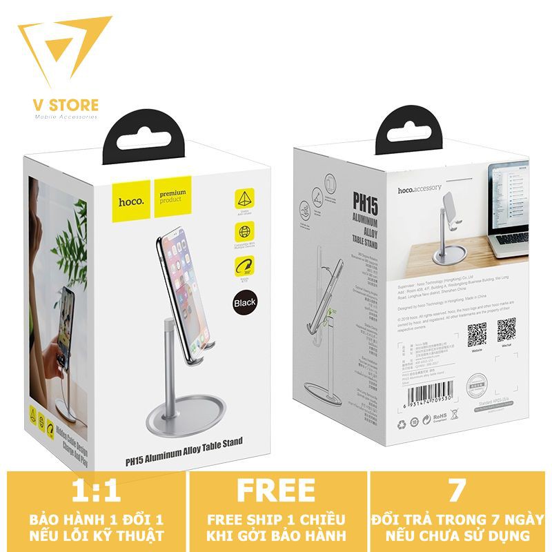 GIÁ ĐỠ ĐIỆN THOẠI MÁY TÍNH BẢNG IPAD HOCO PH15 ĐỂ BÀN HỢP KIM NHÔM XOAY 360 ĐỘ  - MÀU TRẮNG [HOCO ĐÀ NẴNG]