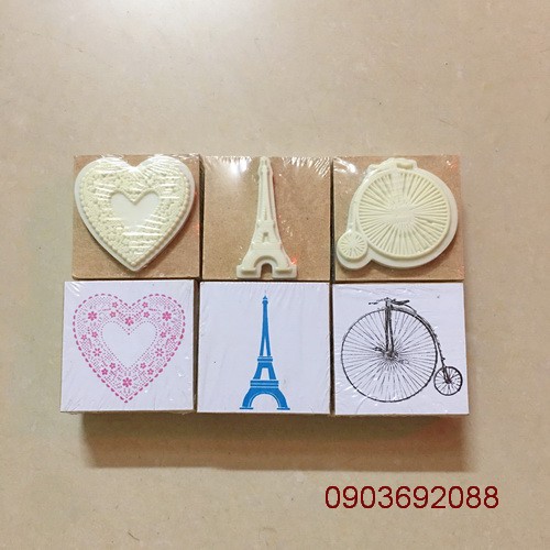 [HCM] Con dấu hình xe đạp, trái tim, tháp Eiffel CD06