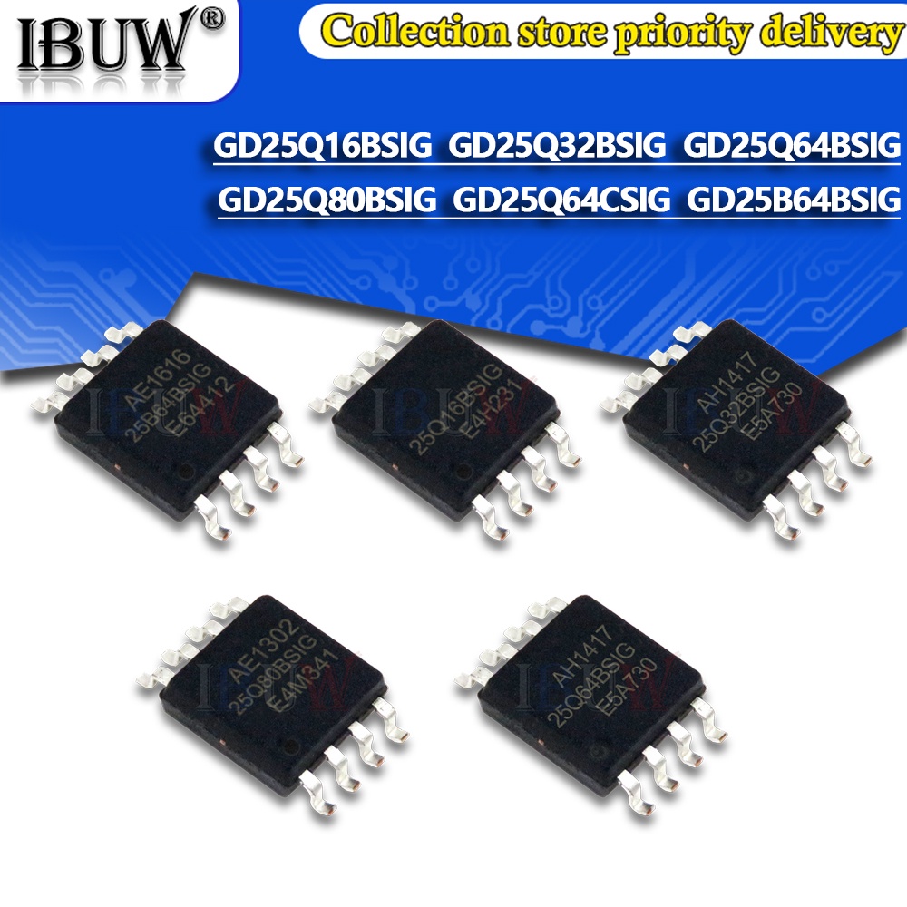 Bộ 5 Mạch GD25B64BSIG GD25LQ64CVIG GD25Q16BSIG Gd25Bsig GD25Q64BSIG Gd25Q64Q64Csig Gd25Q80Bsigb64Bsg 2564Qg64Qb64Qsg Chuyên Dụng