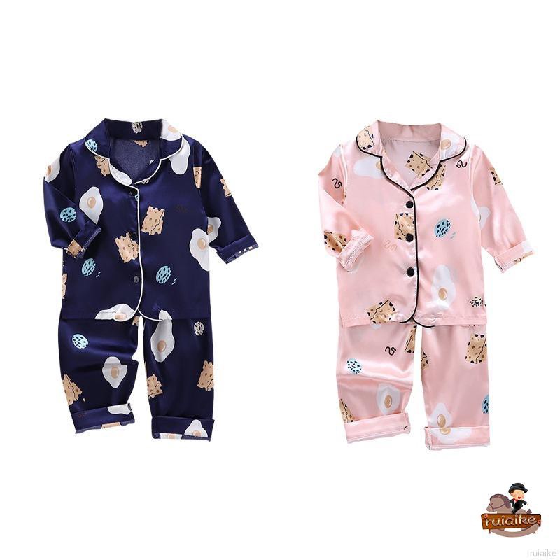 Bộ Đồ Ngủ Pijama Dài Tay Vải Phi Bóng Cho Bé Từ 1-6 Tuổi