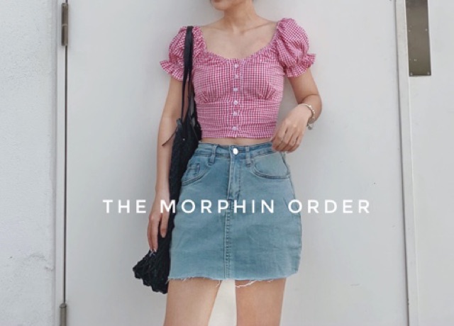 Áo croptop kẻ caro