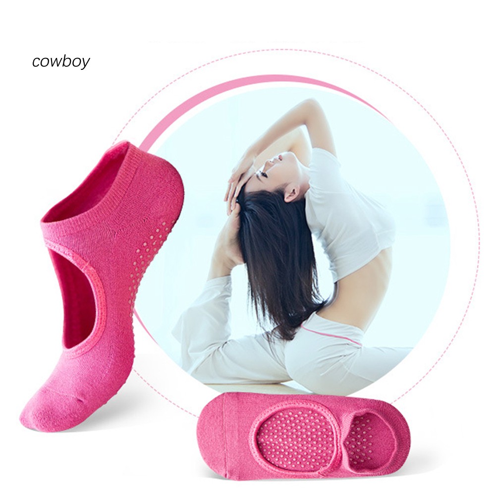 COW_Anti-slip Women Breathable Elastic Cotton Short Socks for Yoga Pilates Ballet