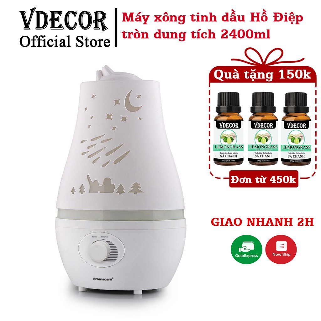 Máy Xông Tinh Dầu Phun Sương Cao Cấp Hồ Điệp Đáy Tròn dung tích 2400ml