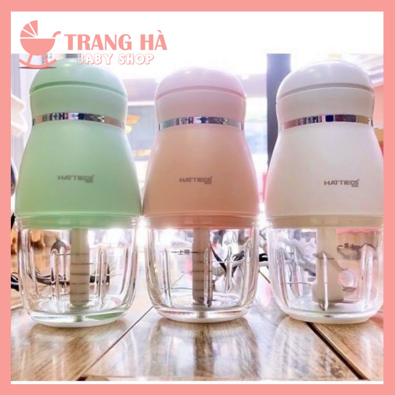 🍑DEAL HOT🍑 MÁY XAY ĐA NĂNG CẦM TAY HATTIECS 6 LƯỠI CỐI THỦY TINH  XAY ĐỒ ĂN DẶM CHO BÉ TẶNG CỌ BÌNH VÀ TÚI ĐỰNG