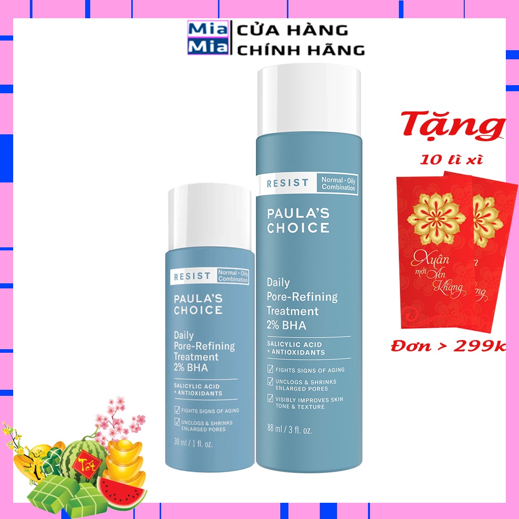 Tẩy Da Chết 2% BHA Paula's Choice Tẩy Tế Bào Chết PAULA CHOICE RESIST DAILY PORE-REFINING TREATMENT Thu Nhỏ Lỗ Chân Lông