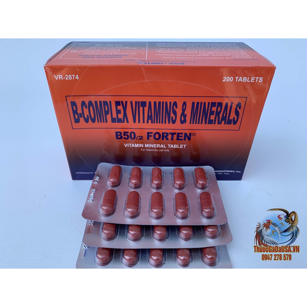 Thuốc Nuôi Gà Đá B-Complex B50/2 FORTEN Cung Cấp Hổn Hợp Các Vitamin Và Khoáng Chất ( 3 Vỉ 30 Viên)