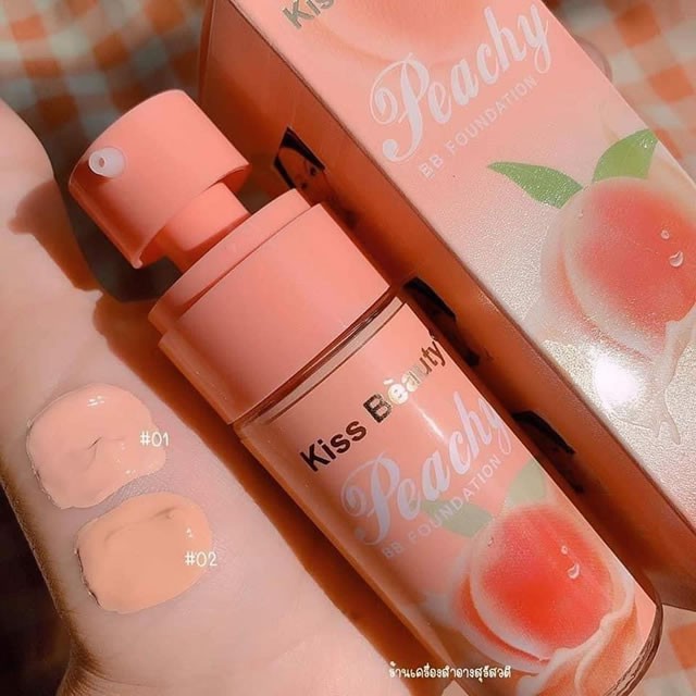 Kem Nền Che Khuyết Điểm Lâu Trôi KISS BEAUTY Peachy 50ml- Lizan kho sỉ mỹ phẩm tp hcm