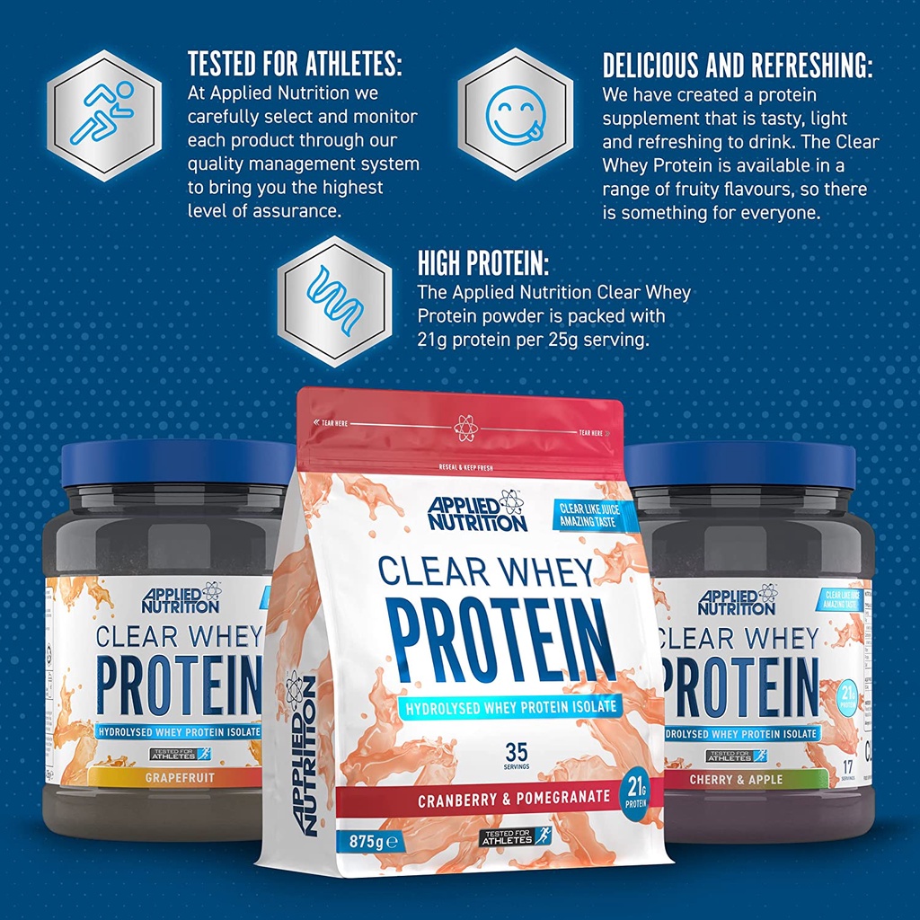 Clear Whey Protein Hyrolyzed Applied Nutrition - Whey Protein Hỗ Trợ Tăng Cơ Hấp Thu Nhanh Hương Vị Trái Cây