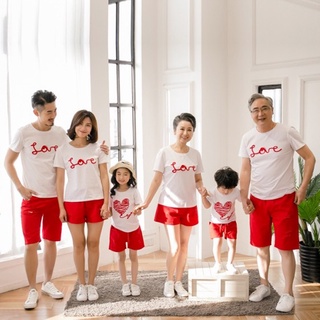 Áo Thun Gia Đình Màu Trắng Tay Ngắn In Chữ Love Trái Tim XMISS