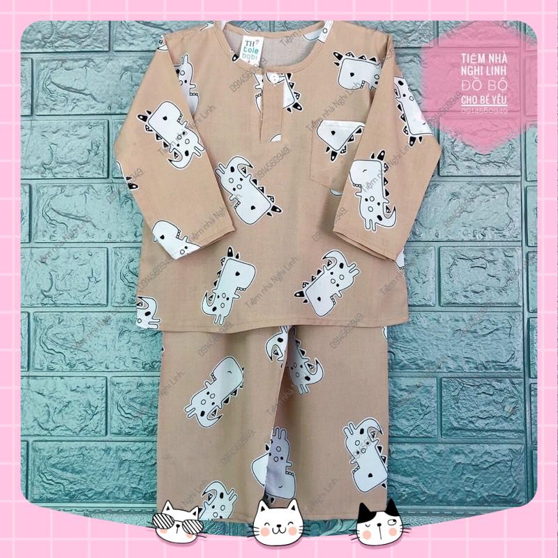 Đồ bộ cho bé trai tay dài quần dài vải tole lanh loại 1