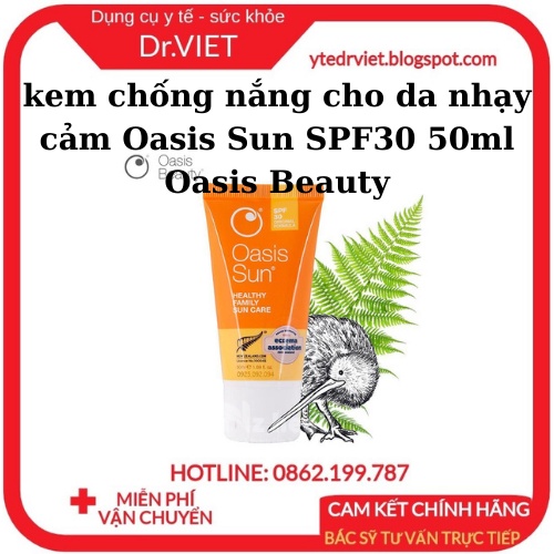 kem chống nắng cho da nhạy cảm SPF 30 Oasis Sun SPF30 50ml Oasis Beauty Cung cấp khả năng chống nắng UVA BsViet