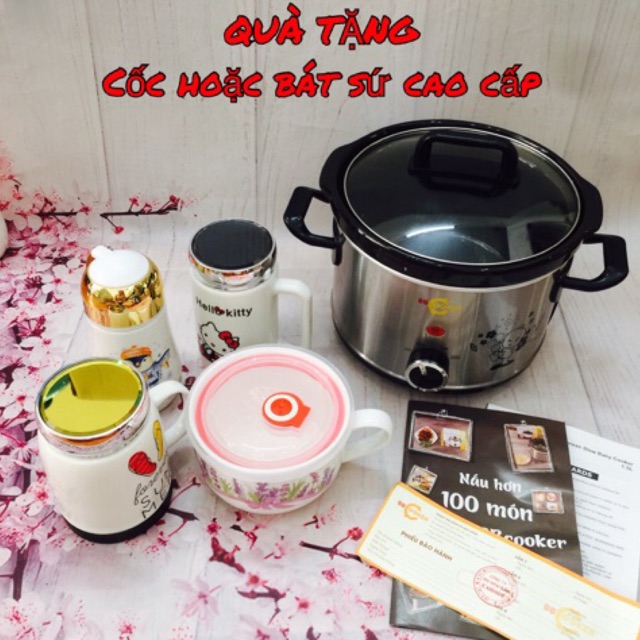 Nồi nấu cháo BBcooker 2,5l m- Tặng cốc hoặc bát sứ cao cấp