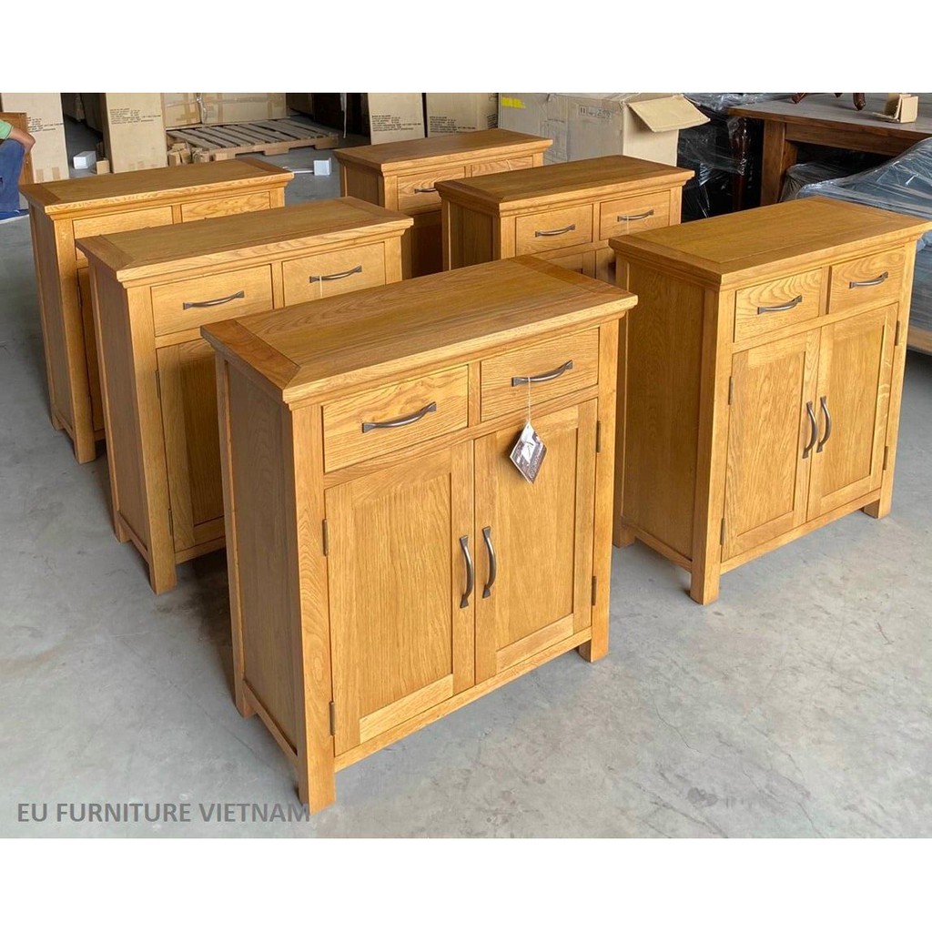 Tủ đựng đồ 2 cánh 2 ngăn kéo gỗ sồi mỹ KT: D75 x R34 x C80cm