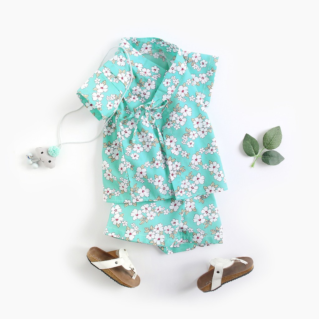 Bộ Quần Áo Sanlutoz Bằng Cotton Họa Tiết Bông Hoa Tay Ngắn Thời Trang Mùa Hè Cho Bé Gái